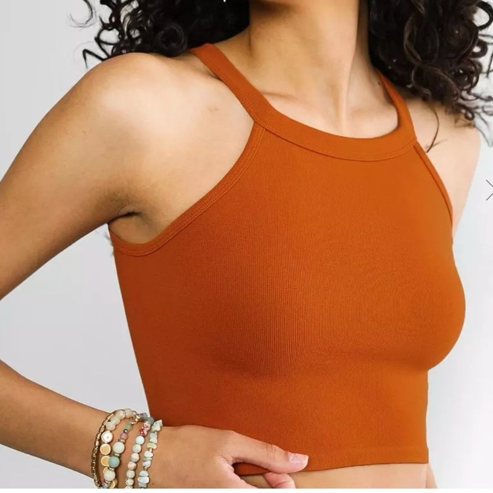 FREE People Intimately Bella Crop Top Honey Eyed Seamless XS S
